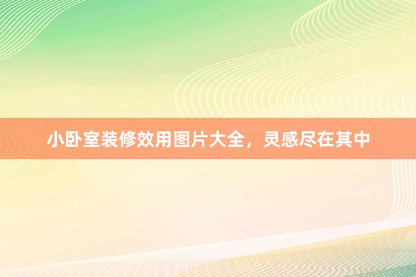 小卧室装修效用图片大全，灵感尽在其中